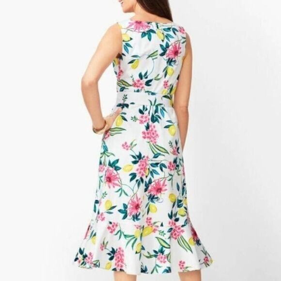 Talbots RSVP lemon floral tank belted dress Size 12P - Picture 4 of 13